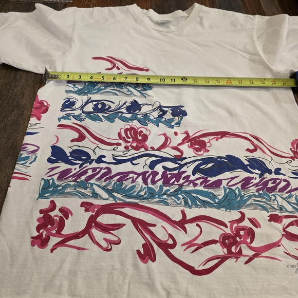 1993 Gilda Marx Vintage Floral Graphic Men's Tee - White and Multicolor - Picture 6 of 8